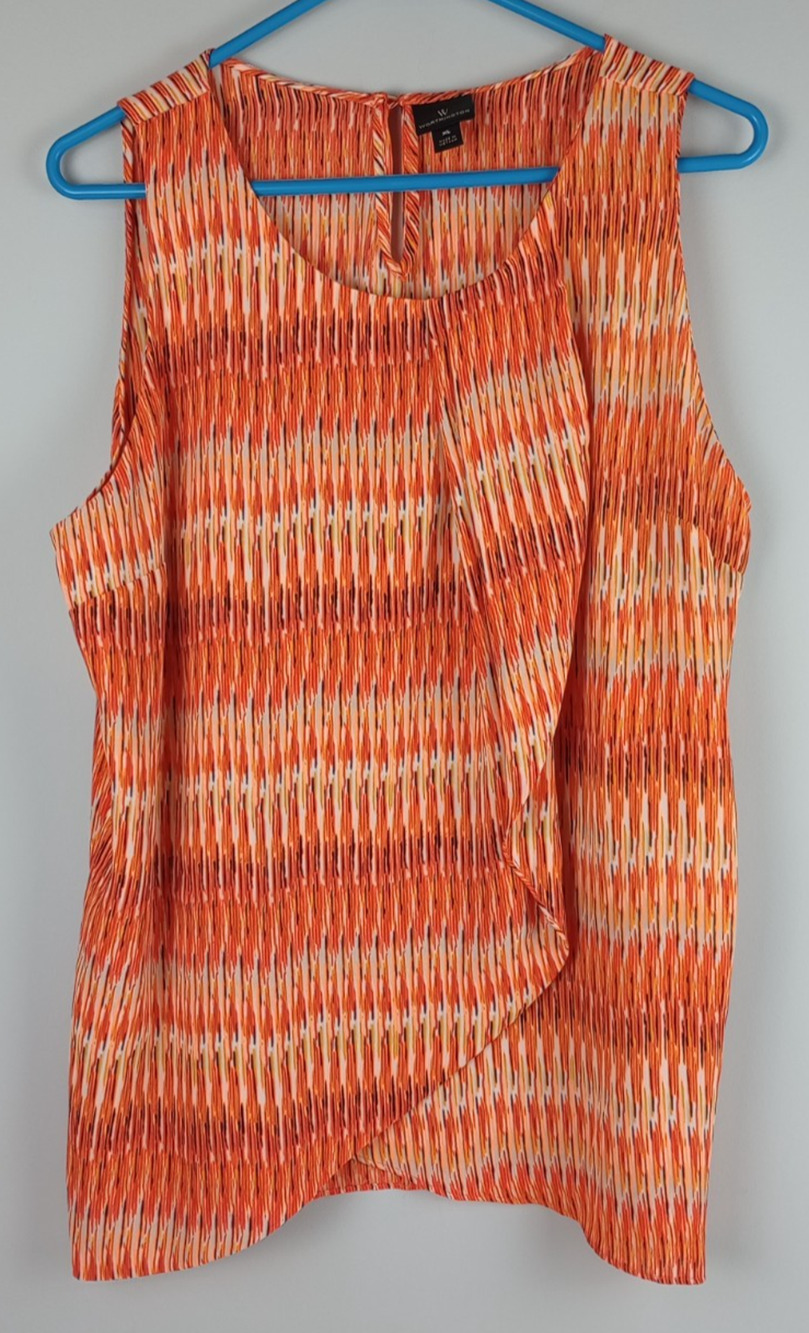 Worthington Womens XL Orange Front Tiered Dressy Tank Top Sleeveless Shirt